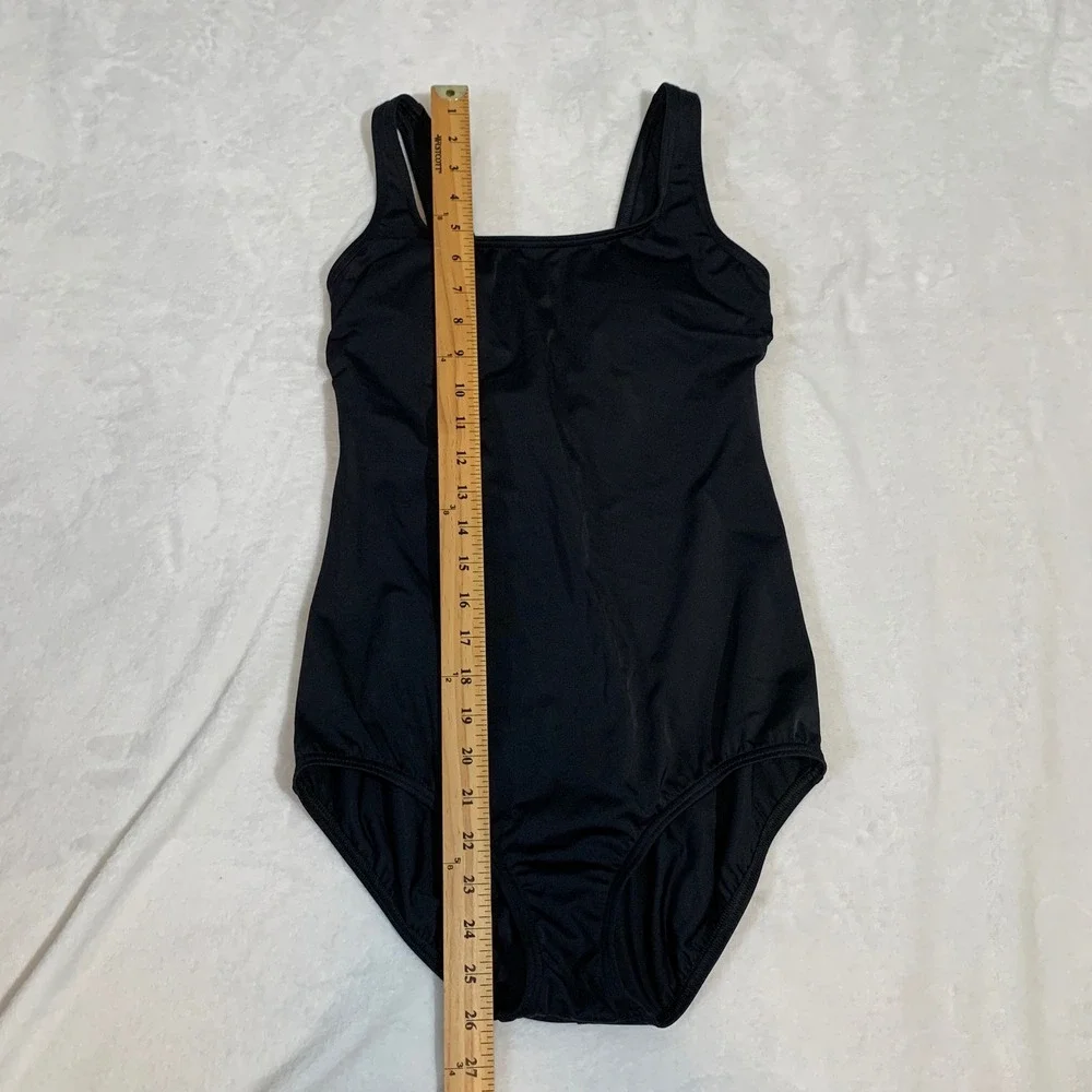 Lands'‎ End Black One Piece Swimsuit Square Neck Modest Size 8